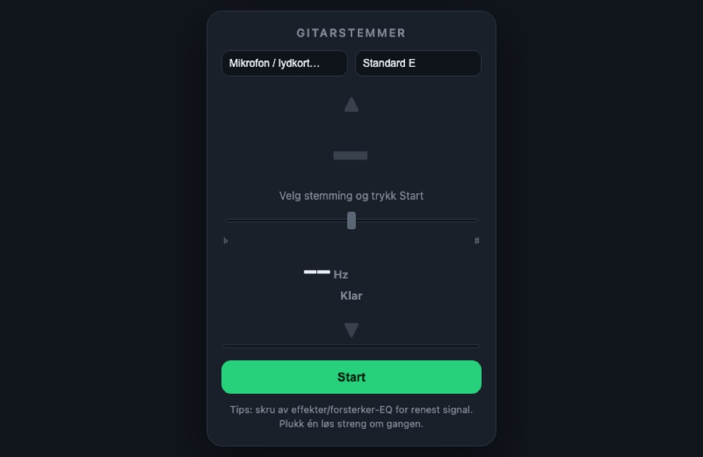Skjermbilde av Gitarstemmer-appen