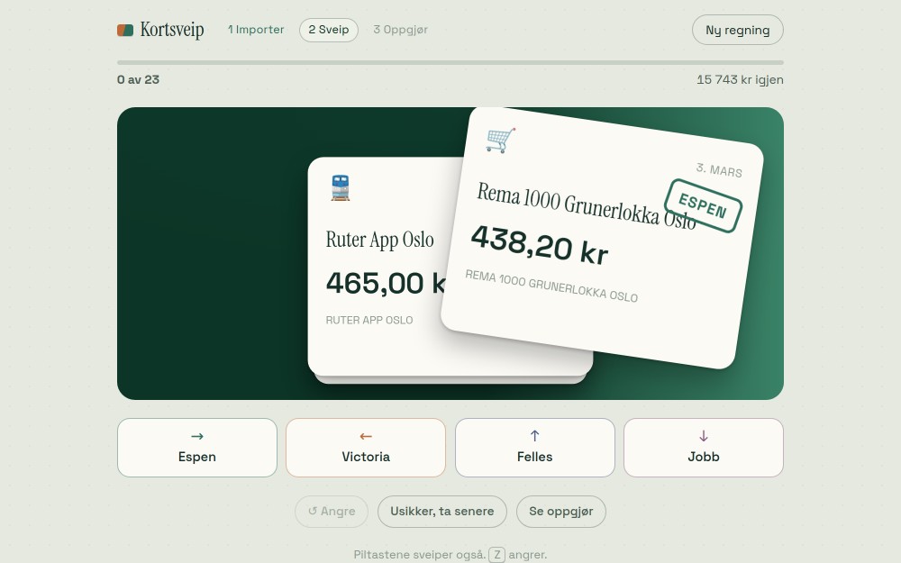 Skjermbilde av Felleskortet